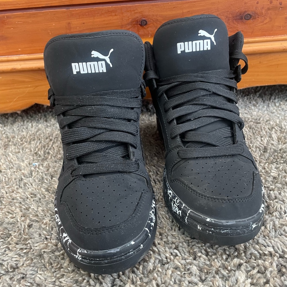 Puma Kids' Black High-Top Sneakers with White Logo